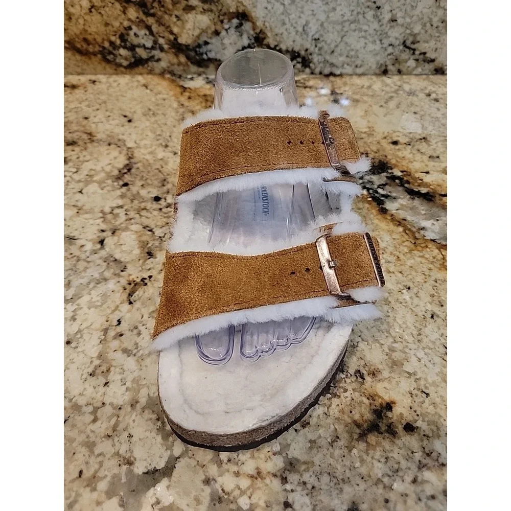 LEFT ONLY Birkenstock Arizona Shearling Suede Leather Sandal 45 Men's US 12 NEW